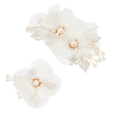 1Set Wedding Bridal Alloy Alligator Hair Clips, with Plastic Beads, Hair Accessories for Women, White, 95x64x20mm