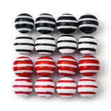 80Pcs 4 Style Natural Chinese Cherry Wood Beads, Round with Stripe Pattern, Mixed Color, 15x16mm, Hole: 4mm, 20pcs/style