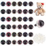 72 Sets 12 Colors Plastic Craft Eyes, Safety Eyes, with Scale Disc and Spacer, for Doll Making, Half Round, Mixed Color, 18x12mm, 6 sets/color