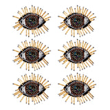 Cloth Sew on Patches, Beaded Appliques, Stick On Patch, with Resin Bead, Costume Accessories, Eye, Dark Goldenrod, 50x51x5mm