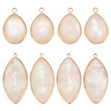 8Pcs 2 Styles Resin Imitation Shell Pendants, with Golden Tone Brass Findings, Seashell Color, Mixed Shapes, 22.5~31.5x14.5~15.5x4~4.5mm, Hole: 1.6~2mm, 4pcs/style