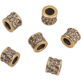 6Pcs Brass Beads, Column, Bumpy, Antique Golden, 11x9mm, Hole: 6.3mm