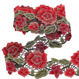 Embroidery Polyester Lace Ribbons, Jacquard Ribbon, Rose, Red, 4-1/8 inch(105mm), about 3.28 Yards(3m)/Set