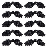 Handmade Chinese Frogs Knots Buttons Sets, Polyester Button with Acrylic Beads, Black, 68x20.5x6.5mm, 2pcs/pair, 10pairs/box