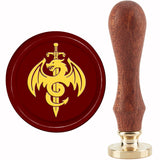 Brass Wax Seal Stamp with Handle, for DIY Scrapbooking, Dragon Pattern, 89x30mm