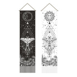 Moon & Sun Pattern Polyester Decorative Wall Tapestrys, for Home Decoration, with Wood Bar, Rope, Rectangle, Insect Pattern, 1300x330mm, 2pcs/set