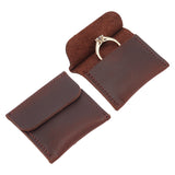 Rectangle PU Leather Ring Bags, Jewelry Storage Pouches for Ring Packaging, Coconut Brown, 5.8x6.05x1.1cm