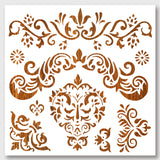 PET Hollow Out Drawing Painting Stencils, for DIY Scrapbook, Photo Album, Floral Pattern, 300x300mm