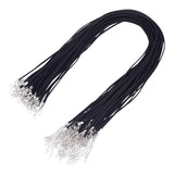 Faux Suede Necklace Cord, with Platinum Color Iron Lobster Clasps and Iron Chains, Black, 17.7 inch(450mm), 2.5x2mm, 50pcs/box