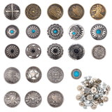 22 Sets Alloy Craft Solid Screw Rivet, with Imitation Turquoise or Iron, DIY Leather Craft Nail, Flat Round, Mixed Color, 30x9.5mm, Hole: 2.5mm, Screw: 5x3mm and 7x3.5mm