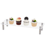Rectangle Acrylic Cake Display Stands, Mini Cupcake Organizer Holder with 201 Stainless Steel Findings, Party Supplies, Clear, 30x10x5cm