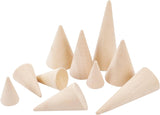 BeechWood Ring Displays, Cone Shaped Finger Ring Display Stands, BurlyWood, 2.95x3.95~79cm, 3pcs/set