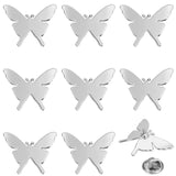 10 Sets Alloy Butterfly Lapel Pin Brooch, Badge for Backpack Clothes, Platinum, 21.5x28x4mm