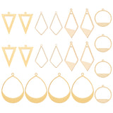 20Pcs 5 Style Brass Pendants, Rhombus & Teardop & Triangle, Golden, 22.5~49x16~35.5x0.8~1mm, Hole: 0.8~1.6mm, 4pcs/style