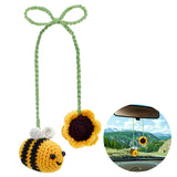 Bee with Hat Fabric Crochet Car Mirror Hanging Accessories, Hanging Cute Car Ornament, Yellow, 680x5mm