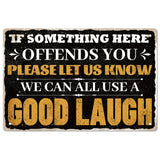 Vintage Metal Tin Sign, Iron Wall Decor for Bars, Restaurants, Cafes Pubs, Rectangle with Good Laugh, 300x200x0.5mm