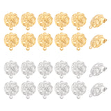 32Pcs 2 Colors 304 Stainless Steel Stud Earring Finding, with Horizontal Loops, Oval, Golden & Stainless Steel Color, 23.5x19.5mm, Hole: 1.6mm, Pin: 0.9mm, 16Pcs/color