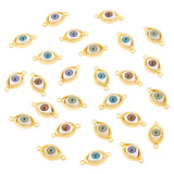 Plastic Links connectors, with Alloy Findings, Evil Eye, Golden, Mixed Color, 15x29.5x7~7.5mm, Hole: 2.7mm, 4 colors, 10pcs/color, 40pcs