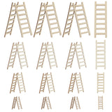 40Pcs 4 Style Unfinished Wooden Mini Ladders, for Dollhouse, BurlyWood, 60~150x19.5~49.5x2mm, 10pcs/style
