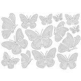 Glass Hotfix Rhinestone, Iron on Appliques, Costume Accessories, for Clothes, Bags, Pants, Butterfly Pattern, 297x210mm