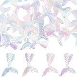 48Pcs 4 Colors Luminous Transparent Resin Cabochons, Fishtail, Mixed Color, 39x27.5x3.5mm, 12pcs/color