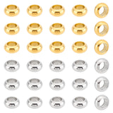 30Pcs 2 Colors 304 Stainless Steel Beads, Rondelle, Golden & Stainless Steel Color, 10x5mm, Hole: 6mm, 15pcs/color