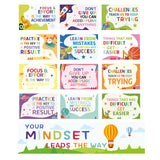 Paper Hanging Banner Classroom Decoration, Rectangle, School Decoration Supplies Celebration Backdrop, Word Your Mindset Leads the Way, Colorful, 200~1000x250~300mm, 13pcs/set