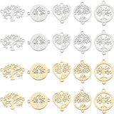 20Pcs 10 Style 201 Stainless Steel Links Connectors, Tree of Life, Golden & Stainless Steel Color, 14~21x15~20x1mm, Hole: 1.2~1.5mm, 2pcs/style