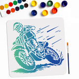 1Pc PET Hollow Out Drawing Painting Stencils, with 1Pc Art Paint Brushes, for DIY Scrapbook, Photo Album, Motorbike, 300x300mm