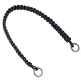 Braided PU Leather Bag Straps, with Alloy Spring Gate Rings, for Bag Replacement Accessories, Black, 64x2.3x1.2cm