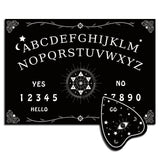 Pendulum Dowsing Divination Board Set, Wooden Spirit Board Black Talking Board Game for Spirit Hunt Birthday Party Supplies with Planchette, Sun Pattern, 300x210x5mm, 2pcs/set
