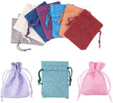 Burlap Packing Pouches Drawstring Bags, Mixed Color, 9x7cm, 10pcs/se