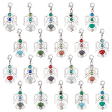 Alloy Pendants, with Glass Beads and Lobster Claw Clasp, Angel, Mixed Color, 33x19.5mm