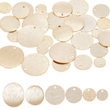 36Pcs 6 Style Brass Pendants, Flat Round, Real 24K Gold Plated, 8~18x0.5~1mm, Hole: 1.2~1.4mm, 6pcs/style