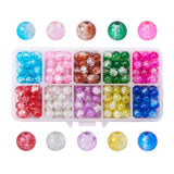 Baking Painted Crackle Glass Bead, Round, Mixed Color, 8mm, Hole: 1.1~1.6mm, about 30pcs/compartment, about 300pcs/box