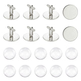 Blank Dome Cufflinks Making Kit, Including 304 Stainless Steel Cuff Button, Glass Cabochons, Stainless Steel Color, 20Pcs/box