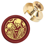 Halloween Golden Tone Wax Seal Brass Stamp Head, for Wax Seal Stamp, Skeleton, 25x14.5mm