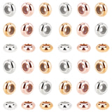 Brass Beads, with Rubber, Rondelle, Slider Beads, Stopper Beads, Mixed Color, 7x4mm, Hole: 1.6~1.9mm, 3 colors, 20pcs/color, 60pcs/set