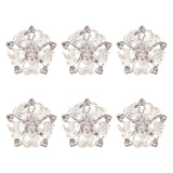 6Pcs Alloy Rhinestone Shank Buttons, 1-Hole, Flower, Silver, 30x11.5mm, Hole: 2.5mm