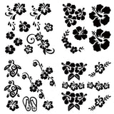 4Pcs 4 Styles Square PET Waterproof Self-adhesive Car Stickers, Reflective Decals for Car, Motorcycle Decoration, Black, Flower Pattern, 200x200mm, 1pc/style