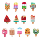 Resin Decoden Cabochons, Ice Lolly, Imitation Food, Mixed Shapes, Mixed Color, 23~29x12~20x4~7mm, 26pcs/box