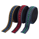 9 Yards 3 Colors Ethnic Style Embroidery Flat Polyester Elastic Rubber Cord/Band, Webbing Garment Sewing Accessories, Mixed Color, 22mm, 3 yards/color