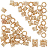 Brass European Beads, Large Hole Beads, Nickel Free, Flower, Real 14K Gold Plated, 6.5x6.5x5mm, Hole: 4mm, 60pcs/box