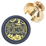 Halloween Golden Tone Wax Seal Brass Stamp Head, for Wax Seal Stamp, Word, 25x14.5mm