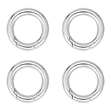 4Pcs 304 Stainless Steel Spring Gate Rings, for Keychain, Round Ring, Stainless Steel Color, 7 Gauge, 20x3.5mm