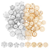 80Pcs 8 Style 304 Stainless Steel & 316 Stainless Steel Bead Caps, Flower, Mixed Color, 10pcs/style