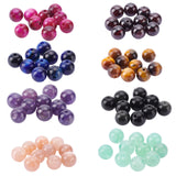 80Pcs 8 Style Natural Mixed Gemstone Beads, Round, 6mm, Hole: 1mm, 10pcs/style