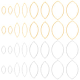 64Pcs 8 Style Brass Linking Rings, Long-Lasting Plated, Cadmium Free & Lead Free, Horse Eye, Real 24K Gold & 925 Sterling Silver Plated, 10~21x5~13x1mm, Inner Diameter: 8~19x3.5~12mm, 8pcs/style