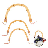 3Pcs 3 Style U-shape Bamboo Teapot Handle, with Brass Hook, DIY Replacement Kung Fu Teapot Accessories Supplies, Wheat, 100~140x173x7~10.5mm, 1pc/style