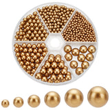 1070Pcs 6 Styles ABS Plastic Imitation Pearl Beads, Matte Style, No Hole/Undrilled, Round, Dark Goldenrod, 3~10mm